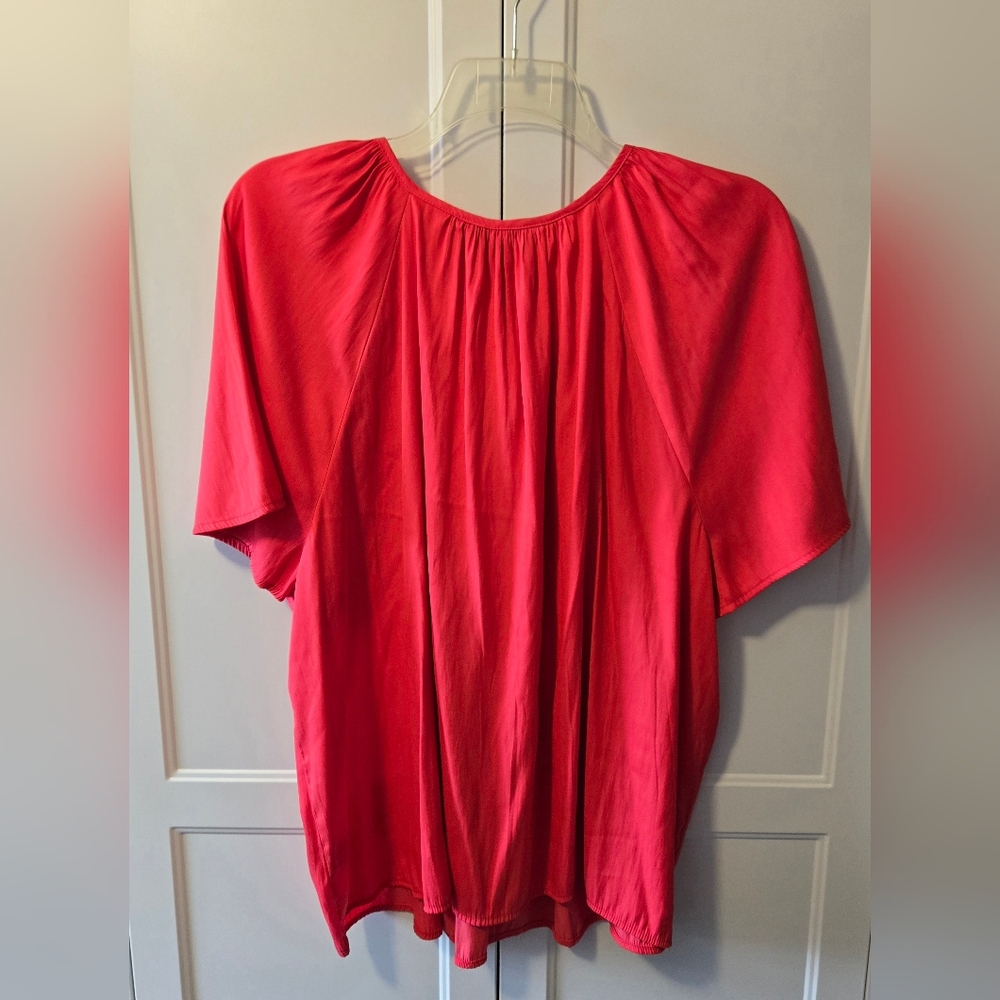 Simply Vera Vera Wang Vibrant Coral Red Blouse Sz 2X - Picture 2 of 6